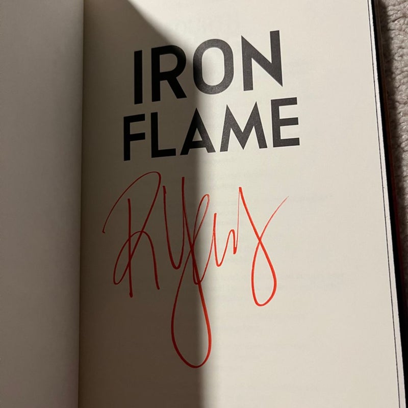 Iron Flame hand signed, first edition, first print, black sprayed edges