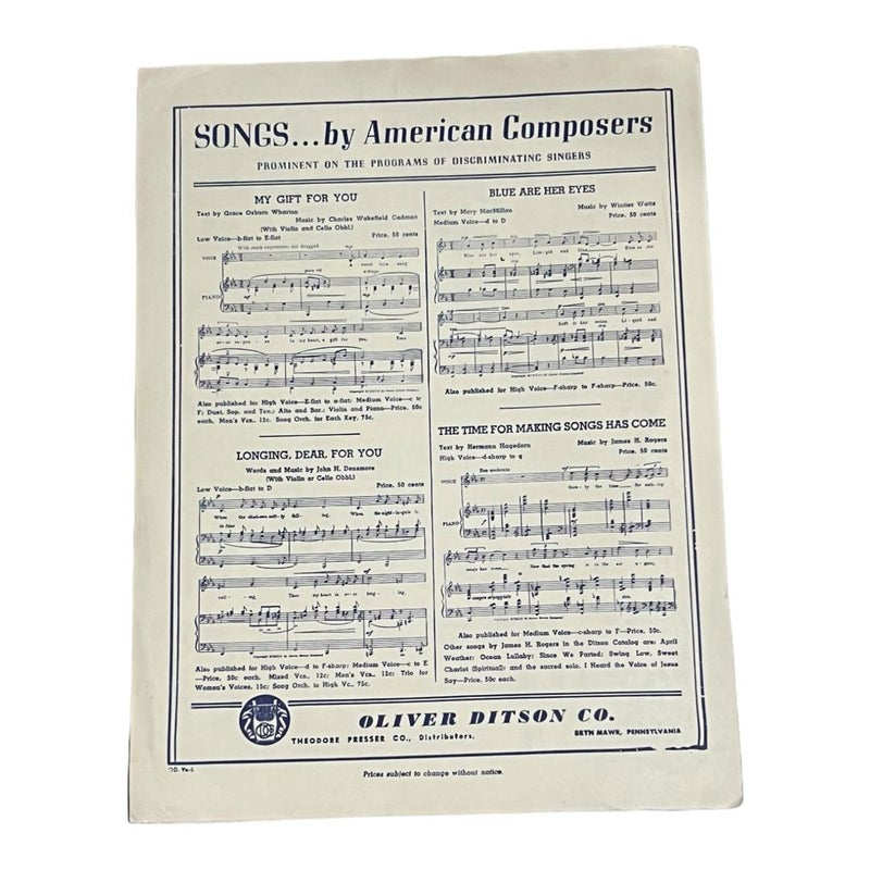 Russian Songs The NIGHTINGALE & the Rose Vtg Sheet Music 1919 Oliver Ditson SM1