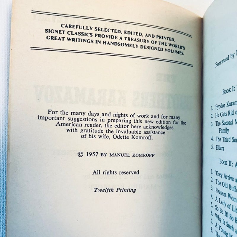 The Brothers Karamazov 1957 Signet Classic