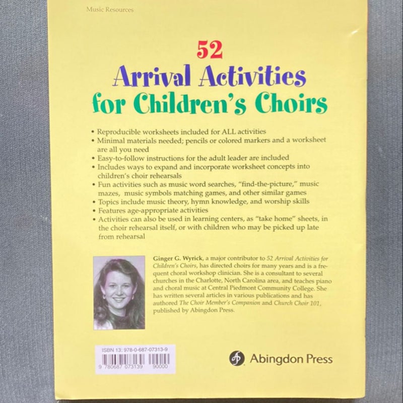 52 Arrival Activities for Childrens Choir