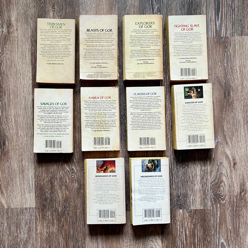 Gor Series by John Norman Lot of 10 Books Vintage Paperback Fantasy DAW.