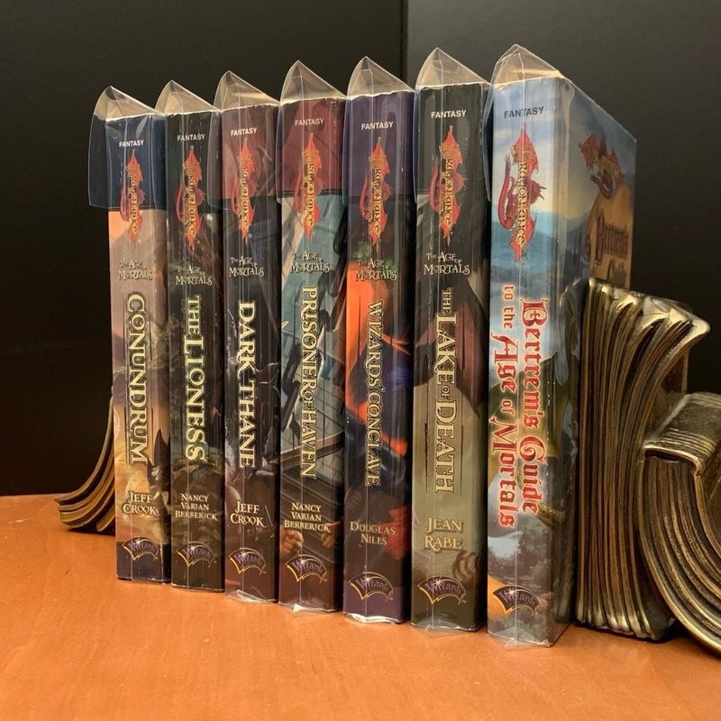 DragonLance: Complete Age of Mortals Series 1-6 Set & Bertrem’s Guide: Conundrum, The Lioness, Dark Thane, Prisoner of Haven, Wizards’ Conclave, The Lake of Death, Bertrem’s Guide to the Age of Mortals, All First Edition First Printing
