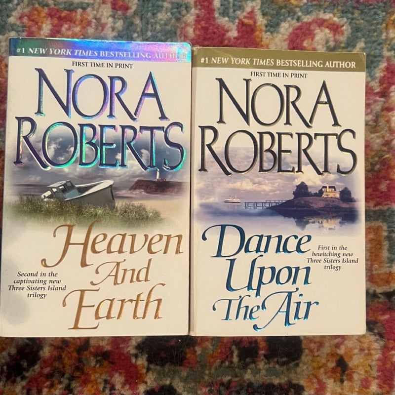 Lot of 2 Nora Roberts  Romance PBs GOOD Heaven And Earth, Dance Upon The Air