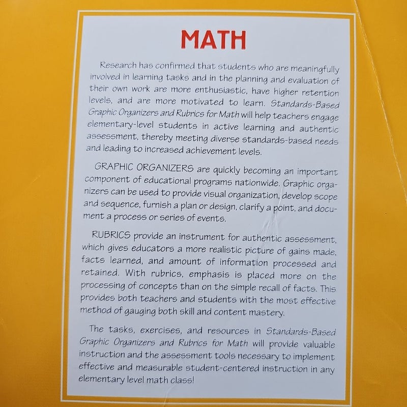 Standards-Based Math Graphic Organizers and Rubrics