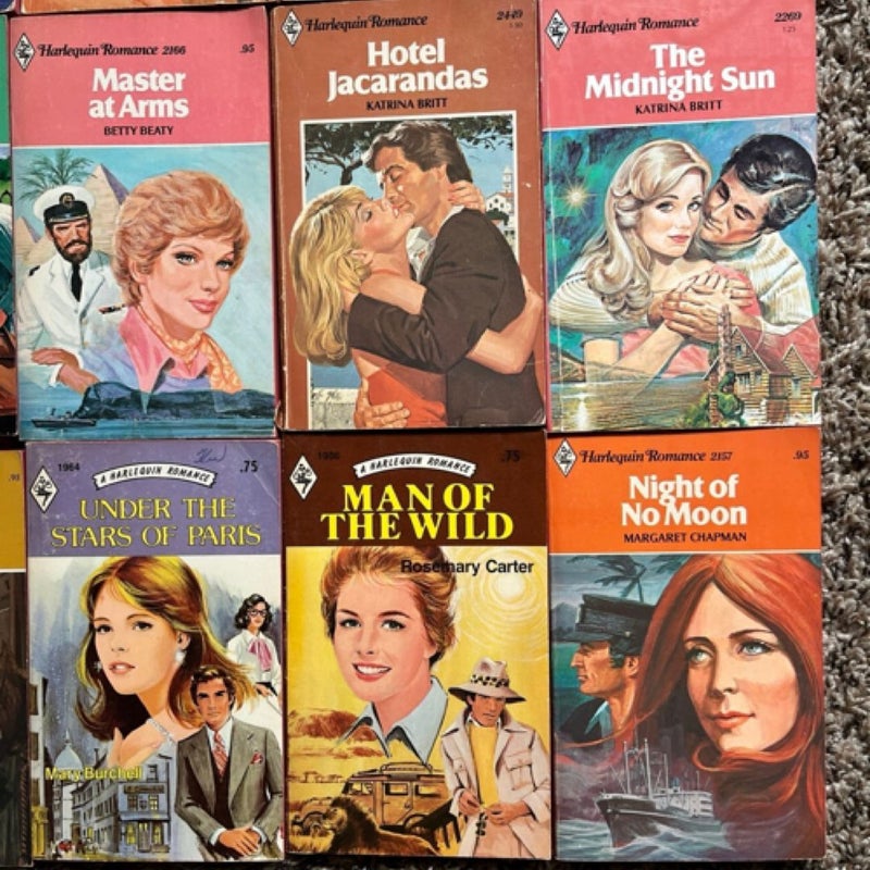 20 vintage harlequin books from the 1950’s - 1980’s