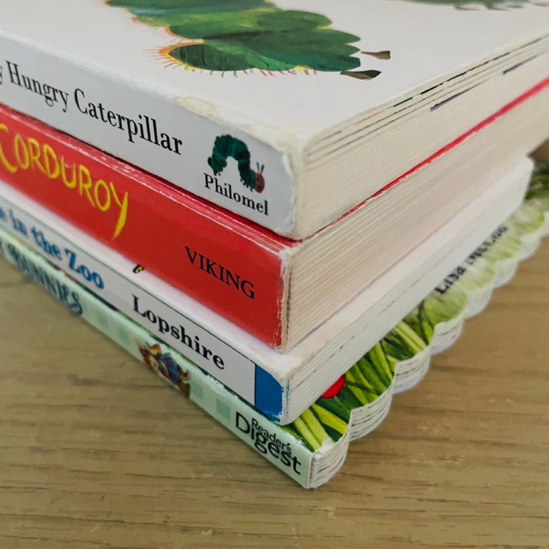 Children’s Book Bundle/ Boardbooks-Lot of 4; Corduroy, The Very Hungry Caterpillar, Busy Bunnies, Put Me in the Zoo