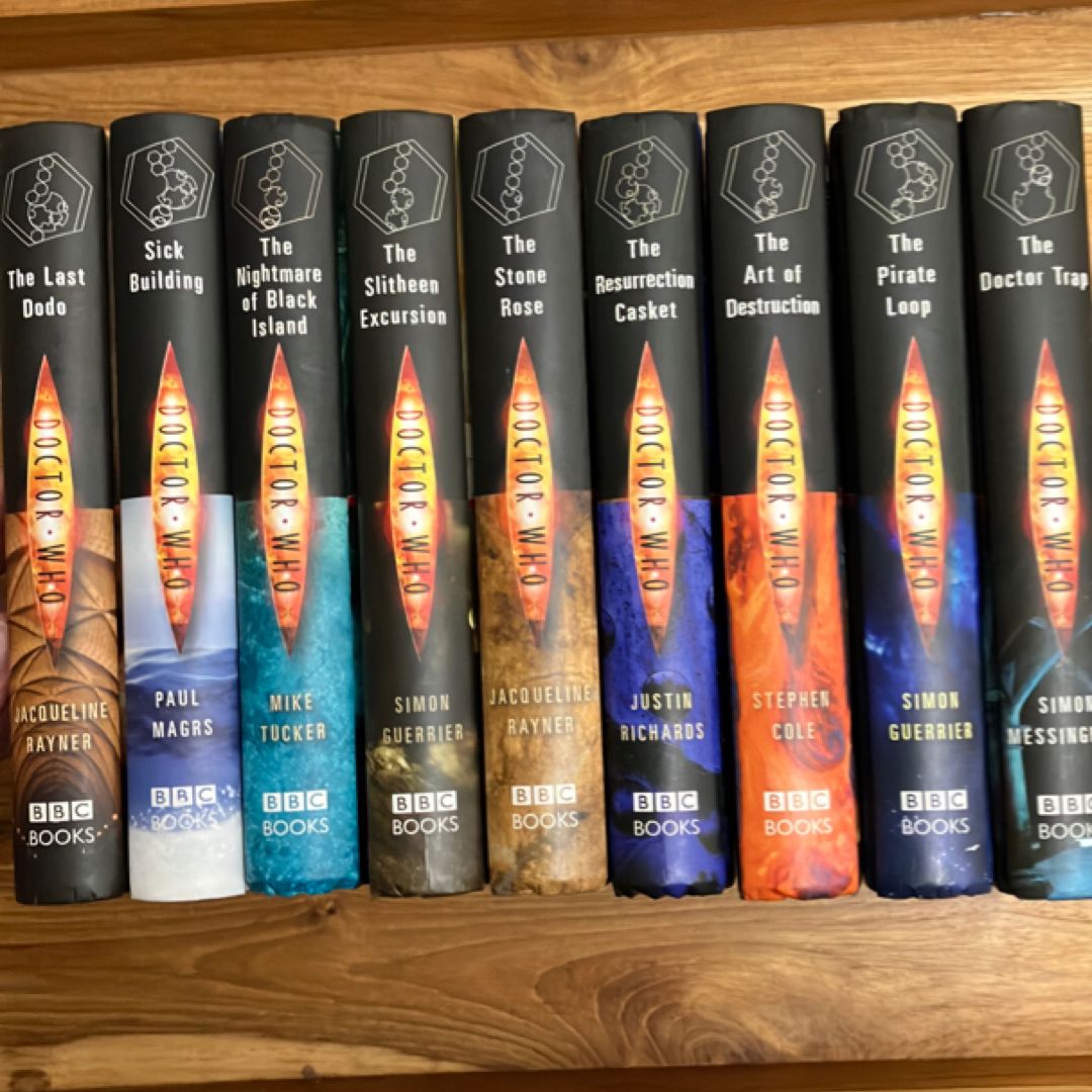 Doctor Who: The Last Dodo, Sick Building, The Nightmare of Black Island, The Slithern Excursion, The Stone Rose, The Resurrection Casket, The Art of Destruction, The Pirate Loop, The Doctor Trap