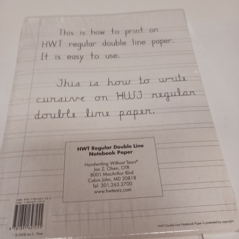 HWT Regular. Double Line Notebook Paper