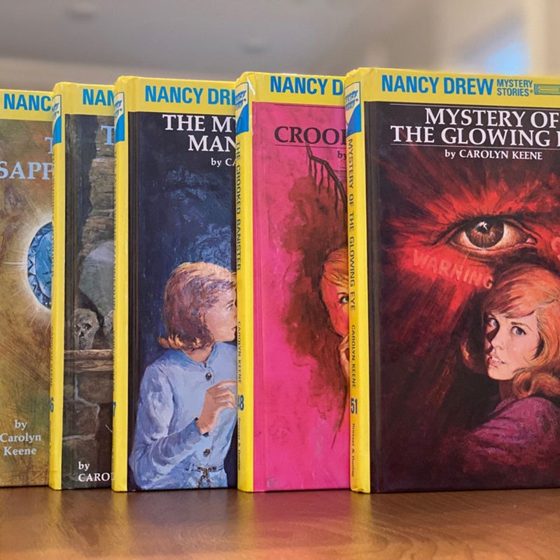 Nancy Drew 45-51 The Spider Sapphire Mystery, The Invisible Intruder, The Mysterious Mannequin, The Crooked Banister, Mystery of the Glowing Eye