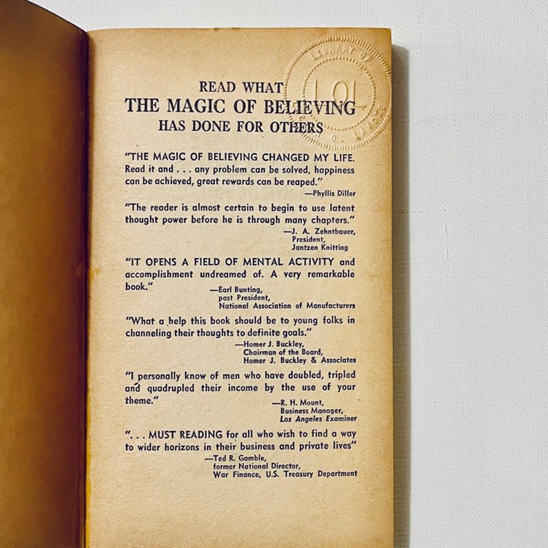 The Magic of Believing 1969 Pocket Books