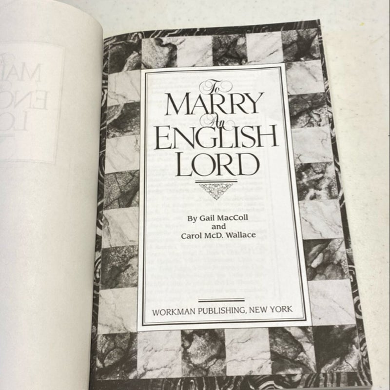 To Marry an English Lord