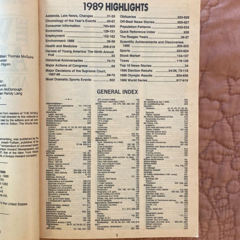 The World Almanac and Book of Facts, 1989