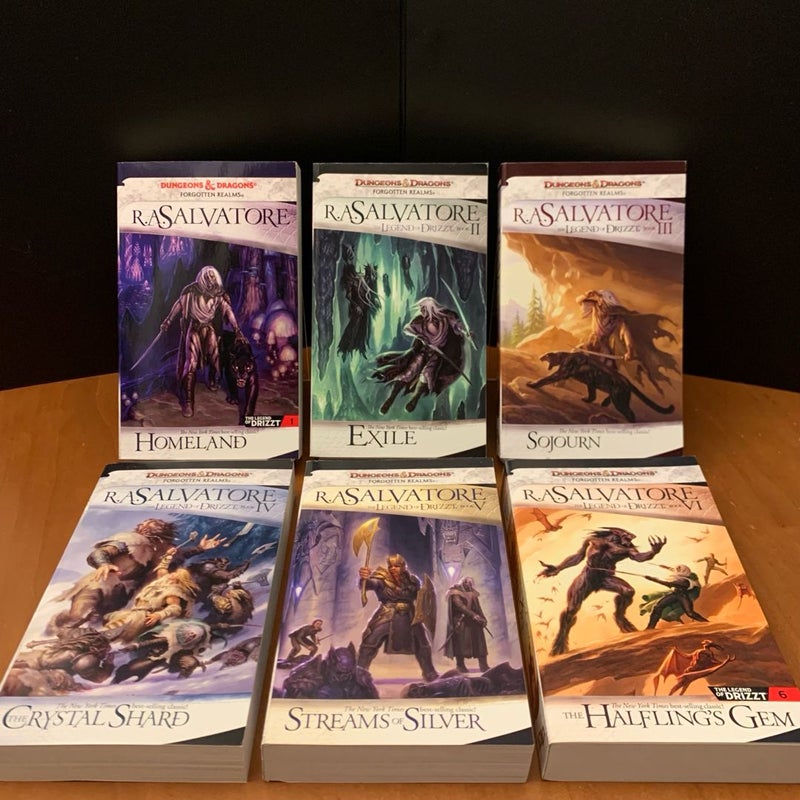 Legend of Drizzt 1-13: 4 Complete Series, Dark Elf, Icewind Dale, Legacy of the Drow, Paths of Darkness: Homeland, Exile, Sojourn, The Crystal Shard, Streams of Silver, The Halfling’s Gem, The Legacy, Starless Night, Siege of Darkness, Passage to Dawn, The Silent Blade, The Spine of the World, Sea of Swords