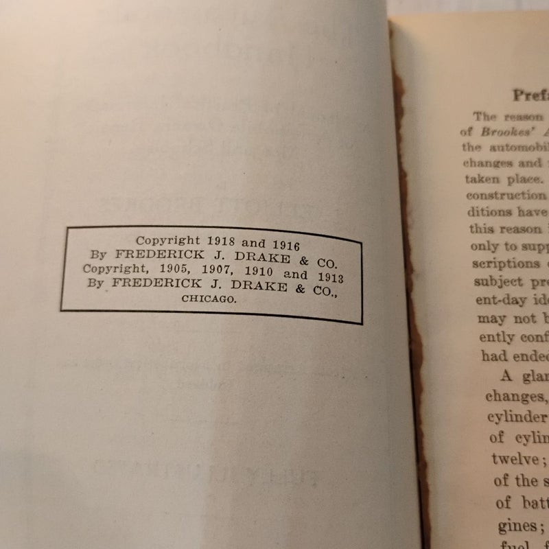 Brookes Automobile Handbook L Elliot Brookes 1916 Leather Illustrated 5th Ed