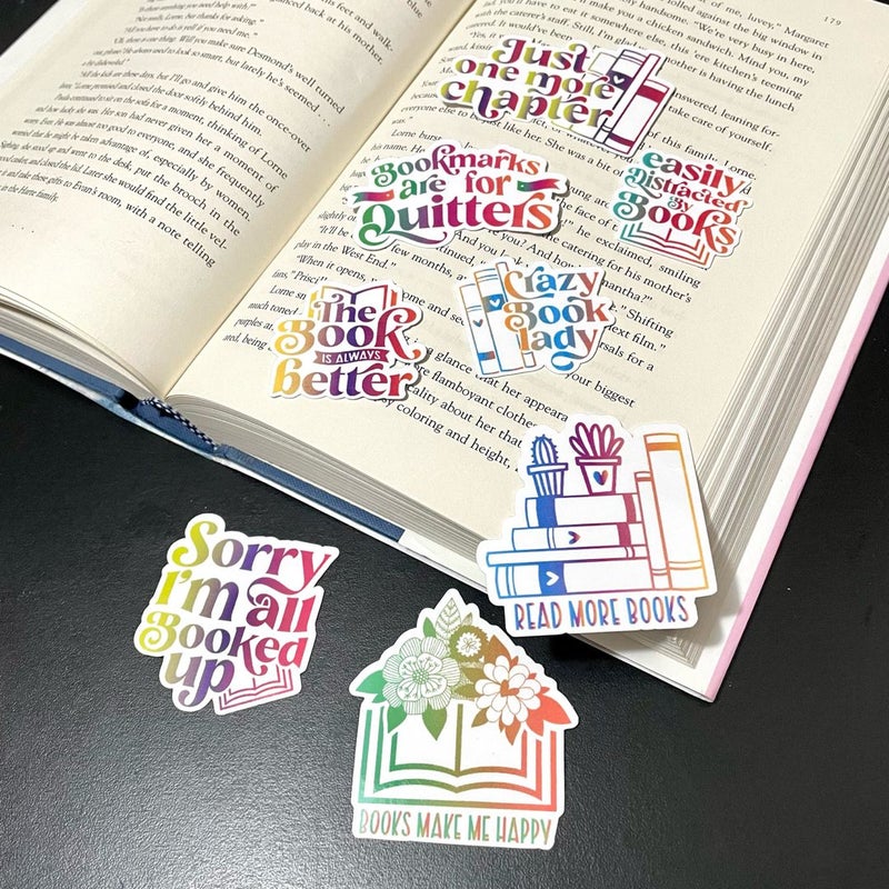 Colorful Gradient Bookish Stickers Set of 8