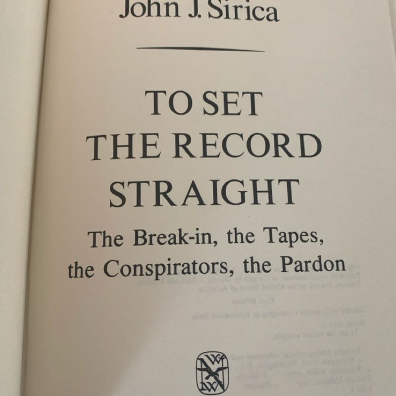 To Set the Record Straight