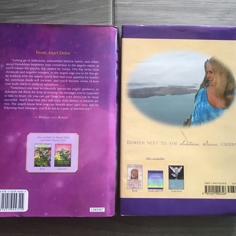 Lot Of (2) Doreen Virtue Novels: Angel Detox + Angel Medicine, New Age, Healing, Restorative. Hardcover. 