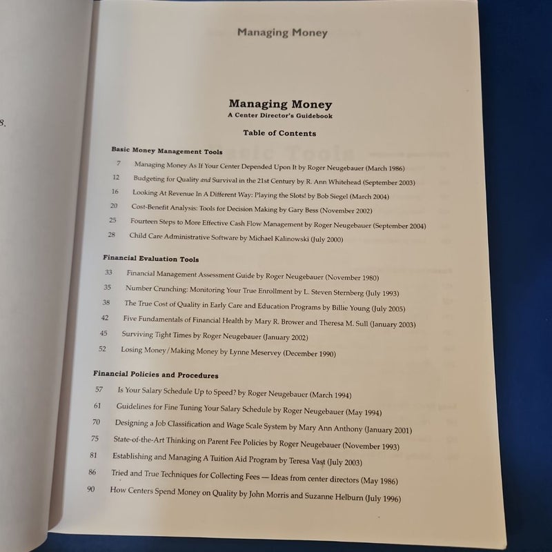 MANAGING MONEY