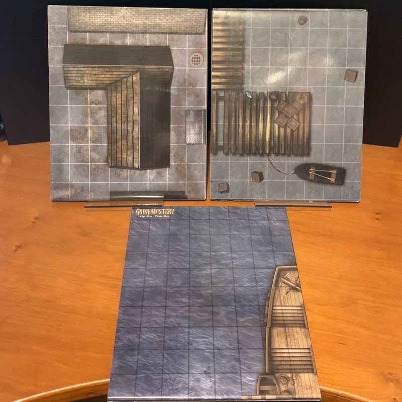 Pathfinder Flip-Mat Lot: City Streets, Waterfront Tavern, Pirate Ship, Open VG