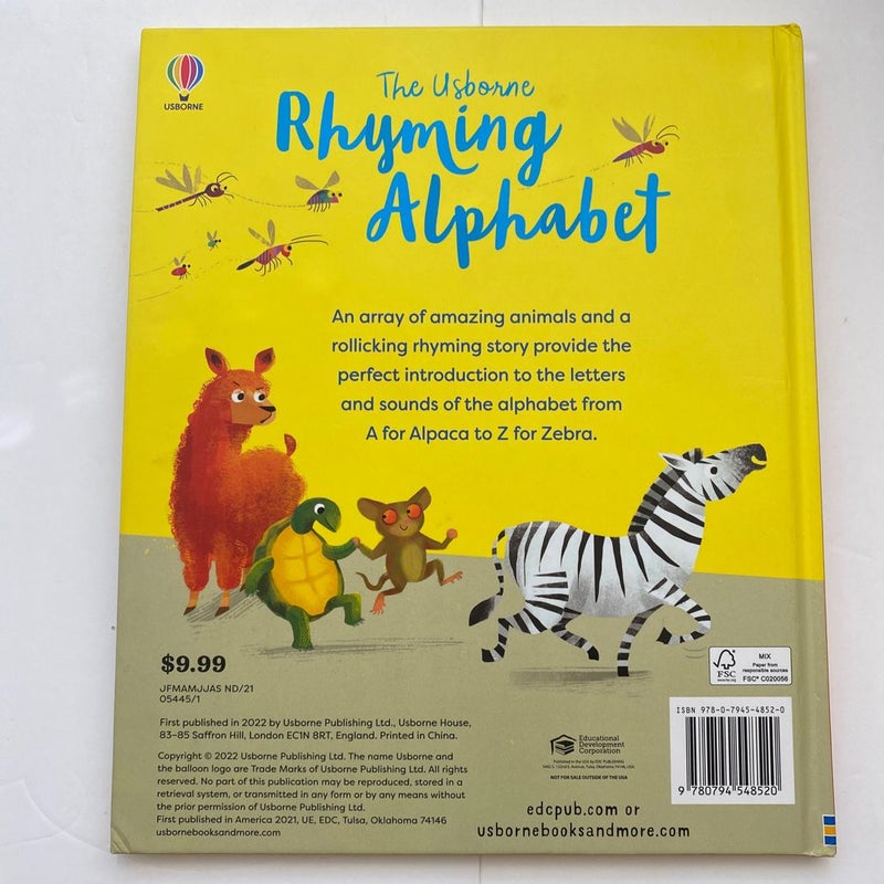 Usborne rhyming alphabet Hardcover Preschool Children’s Book 2022