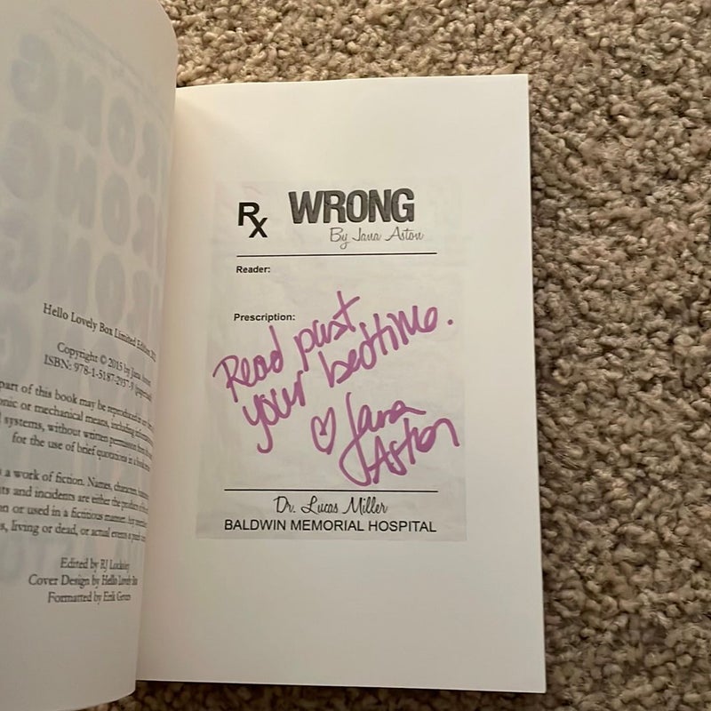Wrong (Hello Lovely exclusive signed by the author)