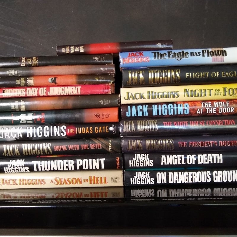 Lot of 19 Jack Higgins Hardback Thrillers: SOLO Catch a King EXOCET Judas Gate