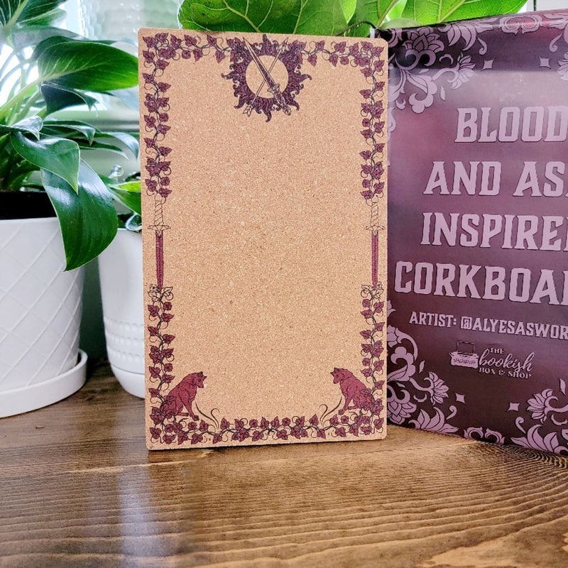 Bookish Box From Blood and Ash Corkboard