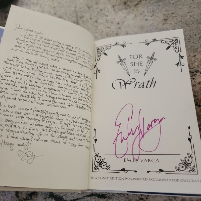 For she is wrath owlcrate exclusive signed copy