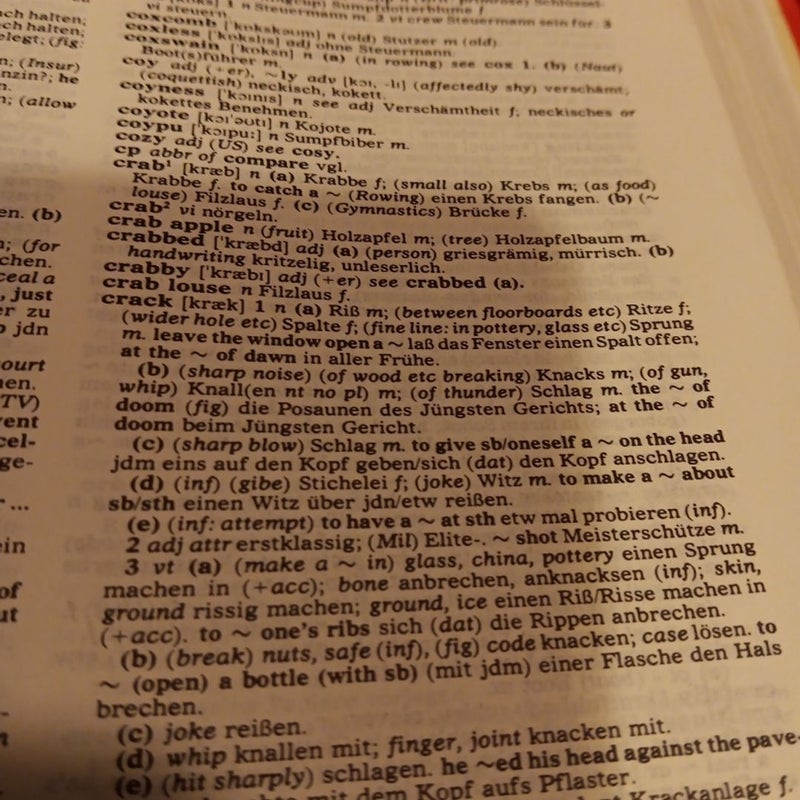 Collins German-English Dictionary, Indexed