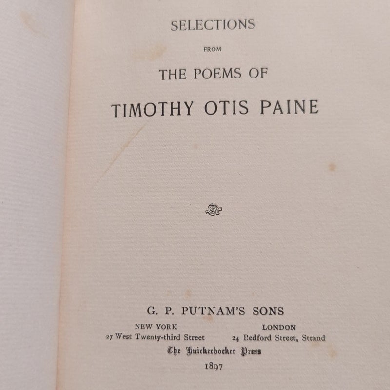 Selections From The Poems of Timothy Otis Paune