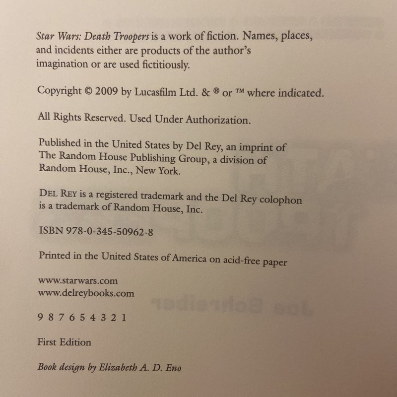 Star Wars Death Troopers (First Edition First Printing)