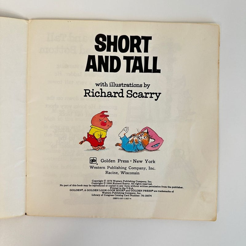 Short and Tall book by Richard Scarry, 1976, 1966, Golden Look Look