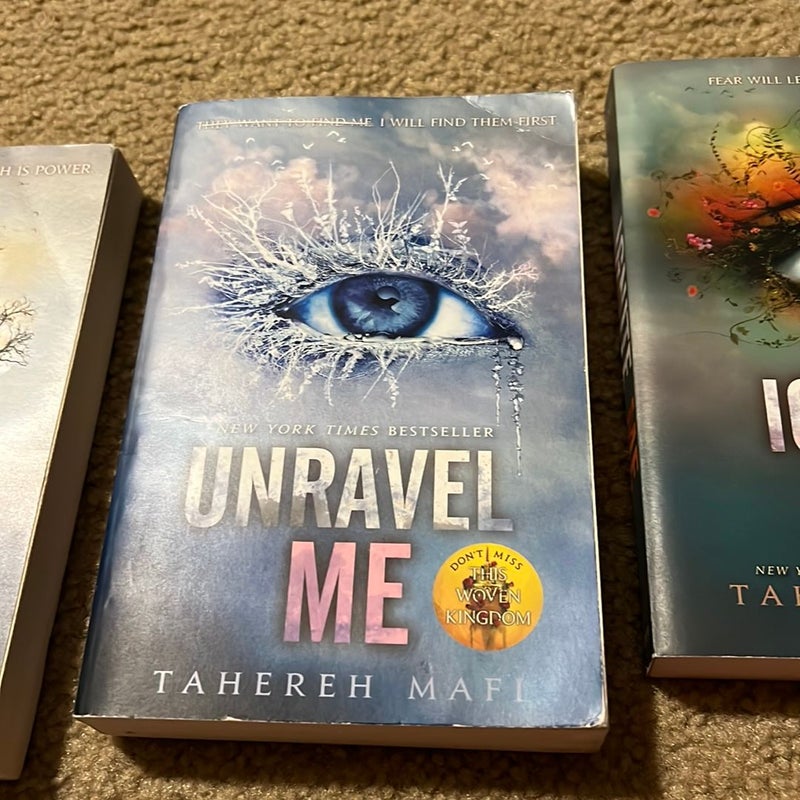 First three books in the shatter me series (First one is signed)
