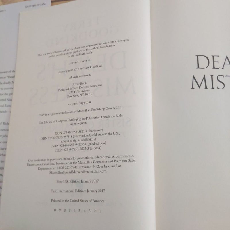 Death's Mistress  First Edition 