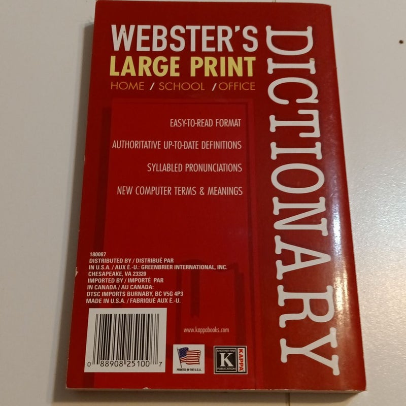 Webster's Large Print Dictionary.    (B-0354)