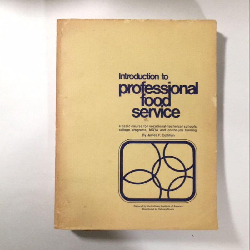 Introduction to professional food service. 1971