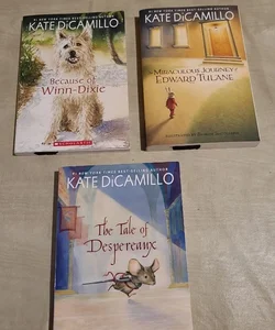 Lot of Kate DiCamillo's Because of Winn-Dixie, Miraculous Journey Of Edward Tulane, The Tale Of Despereaux 