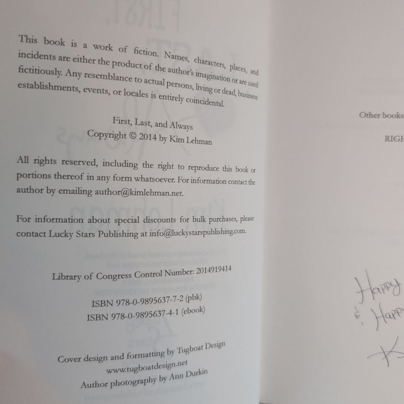 First, Last, and Always *SIGNED*