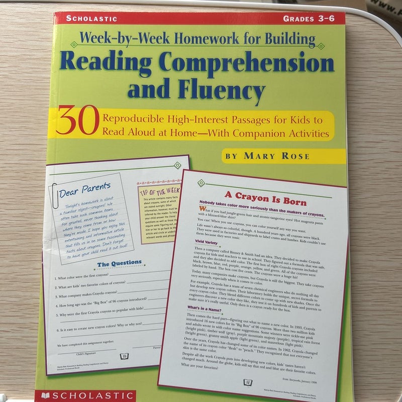 Week-By-Week Homework for Building Reading Comprehension and Fluency