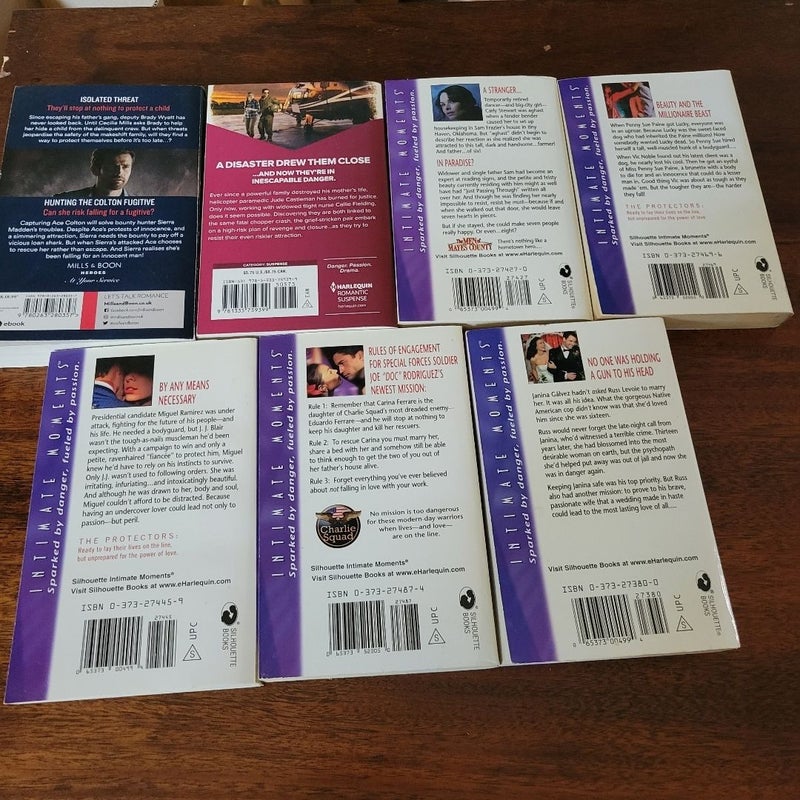 Lot of 7 Mass Market Paperback Romances Intimate Moments Mills and Boone ETC
