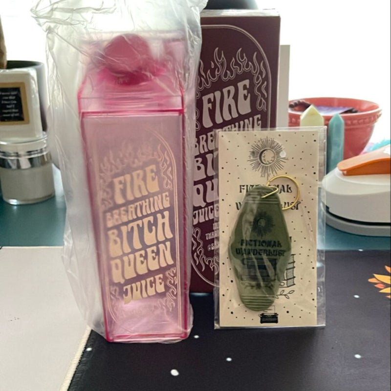 The Bookish Box Juice Carton and Keychain