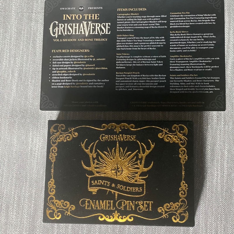 Owlcrate Into the Grishaverse Saints & Soldiers enamel pin set (Shadow & Bone)