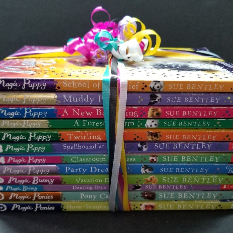 VINTAGE SCHOLASTIC MAGIC PUPPY, PONIES, BUNNY LOT OF 12 BOOKS SUE BENTLEY HOLOS