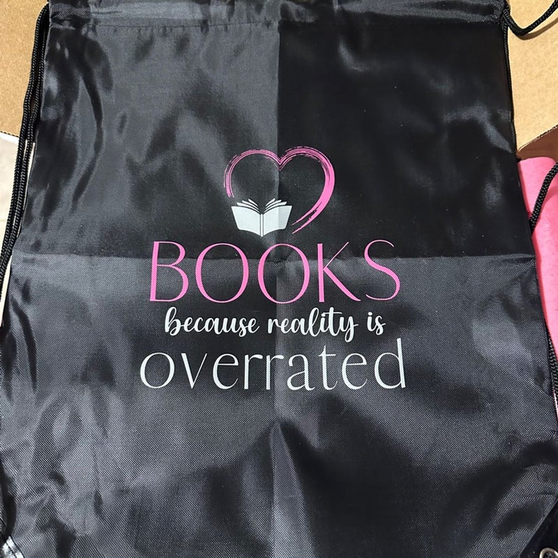 Drawstring Bag-Books because Reality is Overrated