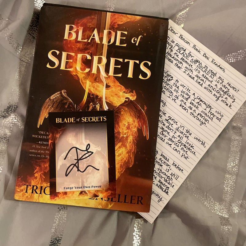 Blade of Secrets with a signed book plate and author letter