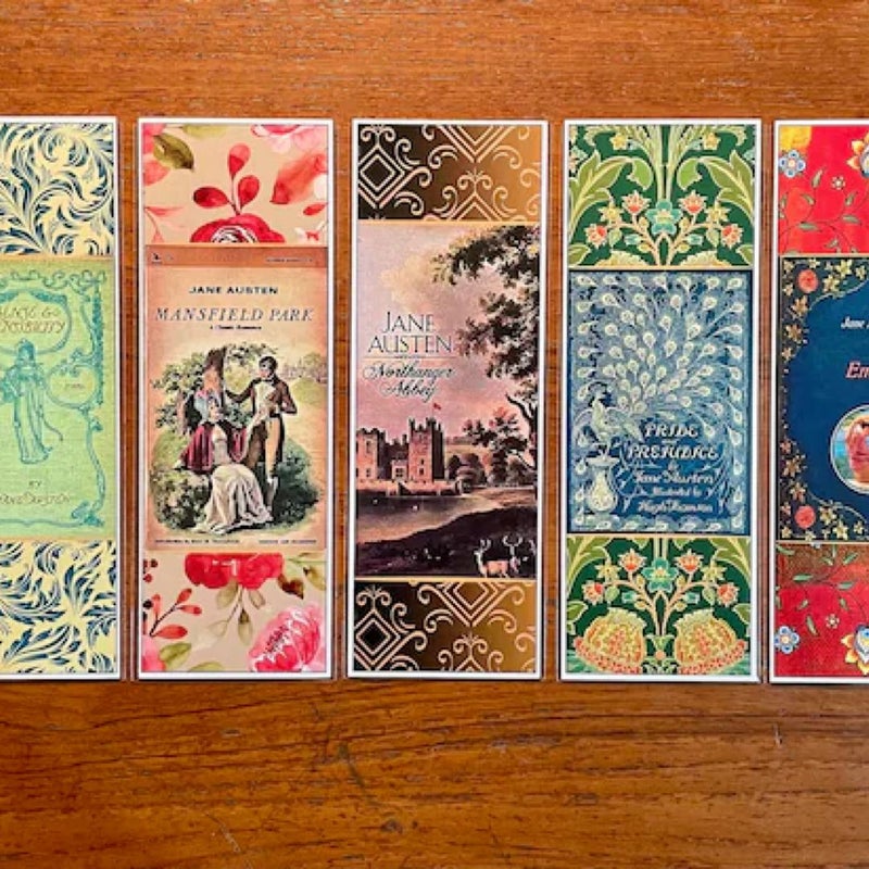 JANE AUSTEN Handmade Bookmarks Victorian Regency Classics Emma Persuasion Pride & Prejudice