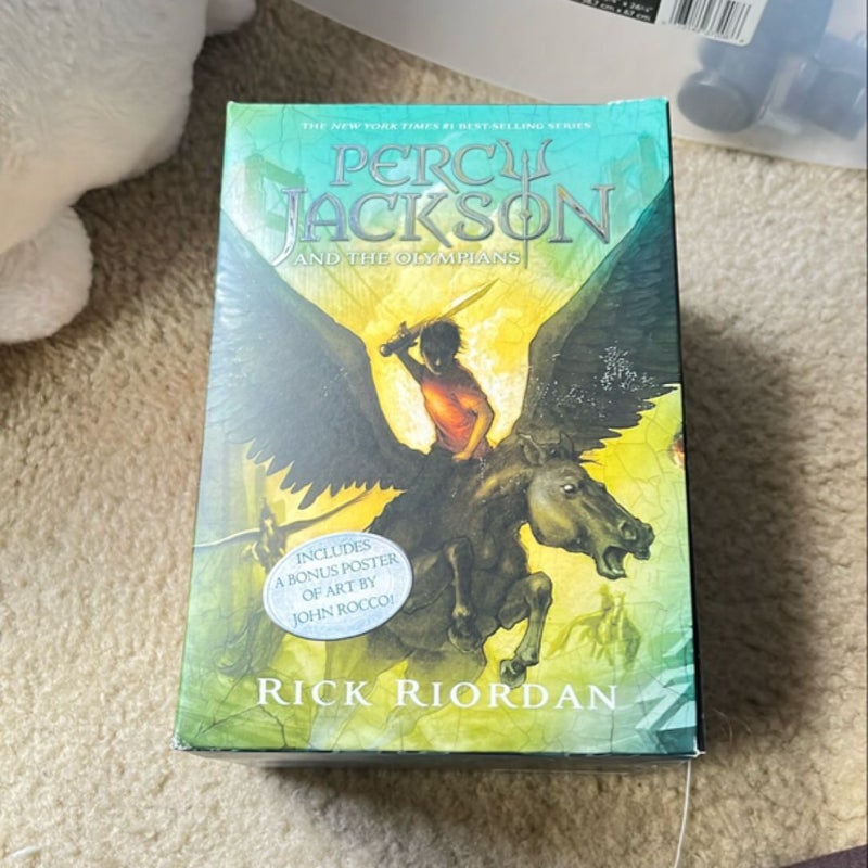 Percy Jackson and the Olympians 5 Book Paperback Boxed Set (new Covers W/poster)