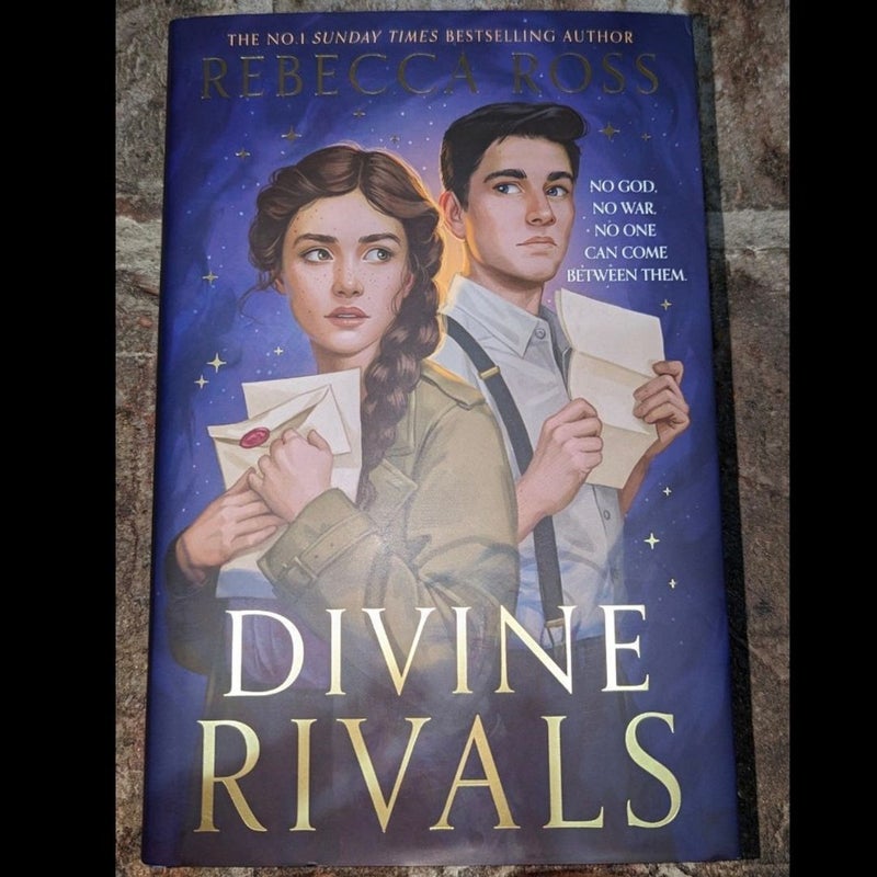 Divine Rivals by Rebecca Ross with Stenciled/ Sprayed Edges UK Dust Jacket