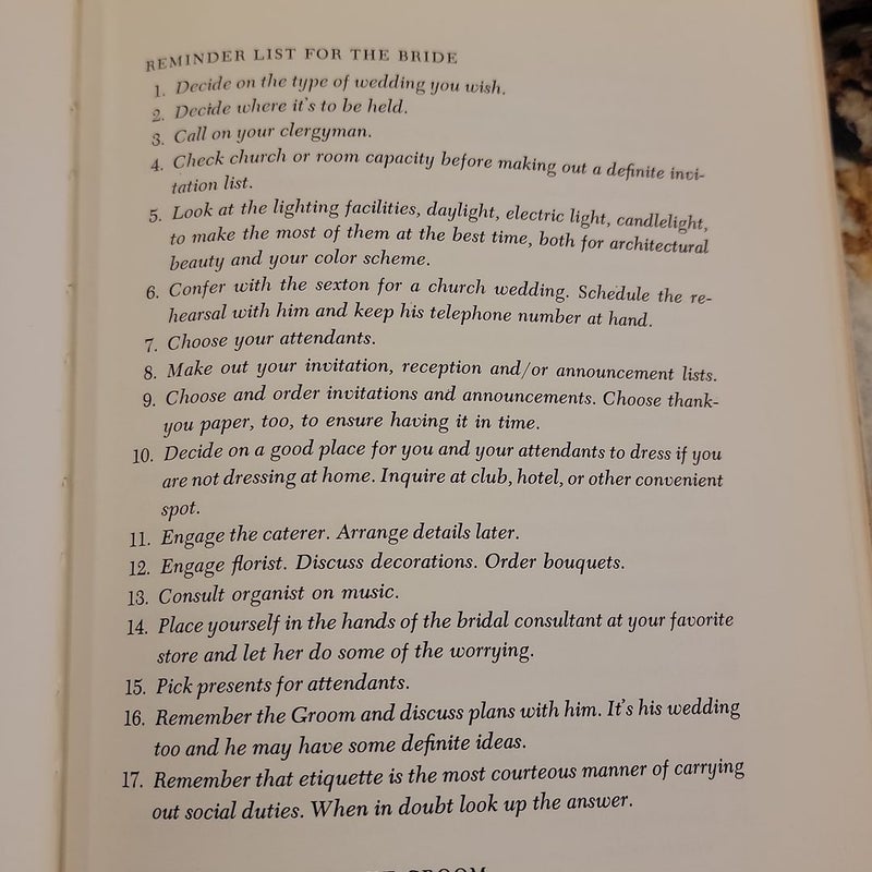 The Bride's Book of Etiquette 1945