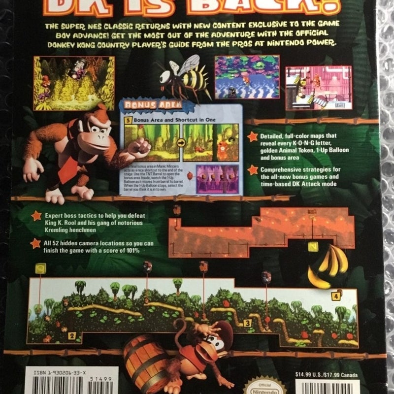 Donkey Kong Country Official Nintendo Player's Guide SNES high quality Strategy Guide Book